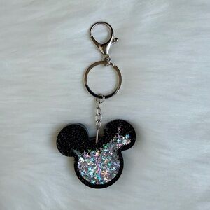 Disney Parks Black Mickey Head Keychain/bag charm with Holographic Stars